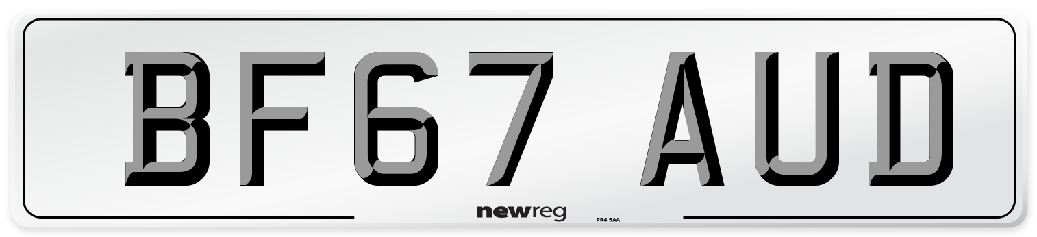 BF67 AUD Number Plate from New Reg